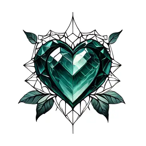 Jade Stone Heart Geometry Tattoo Design