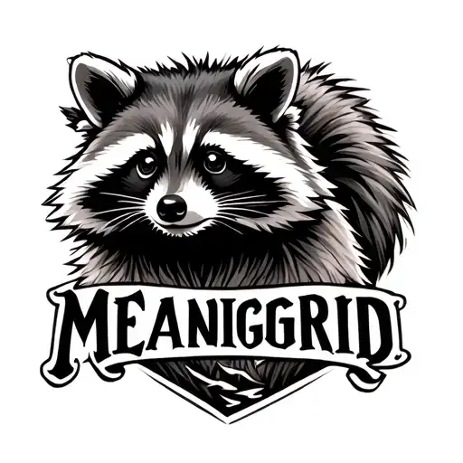 Raccoon With The Word Meangrid Around It