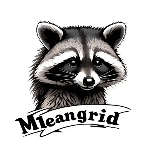 Raccoon With Word Meangrid Around It