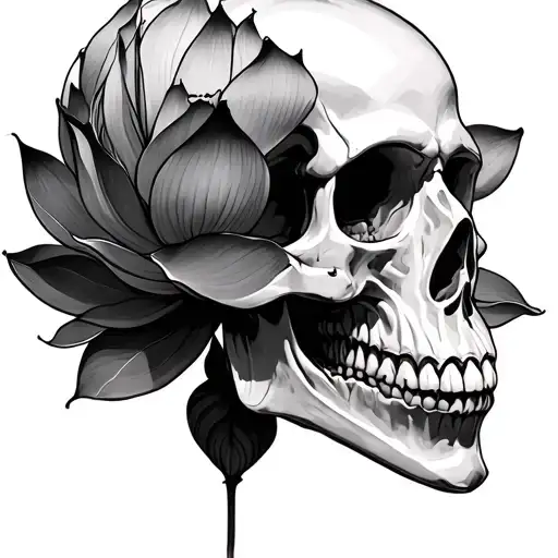Skull As Lotus Flower