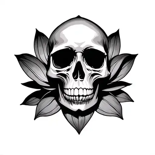 Skull As Lotus Flower