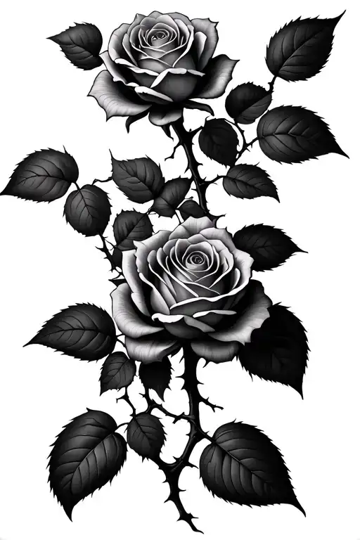 Rose Vines With Thorns Crawling Down