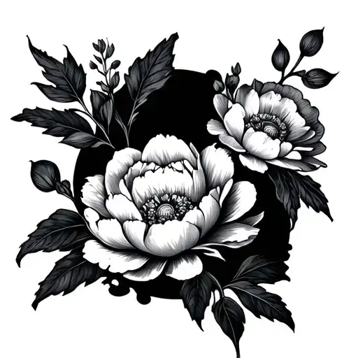 Mayflower And Peoni Flowers Growing