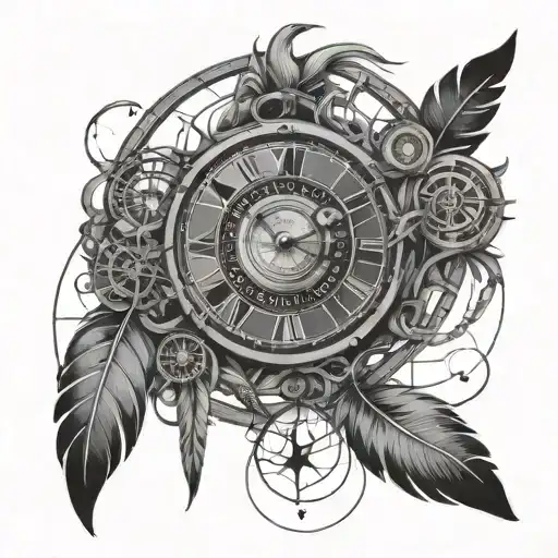 A Surreal Dreamcatcher Intertwined With Elements Of A Clock Symbolizing The Passage Of Time