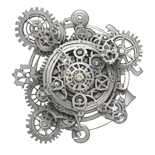A Clockwork Mechanism Merging With Ancient Shamanic Symbols