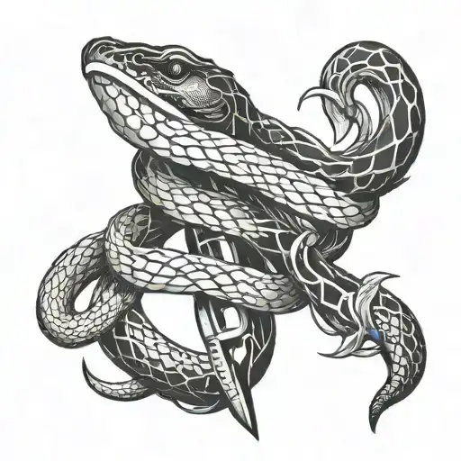 Dagger And Snake Intertwined