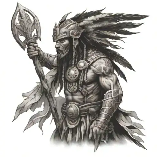 A Mystical Shaman Warrior Leading An Army Through Different Time Periods