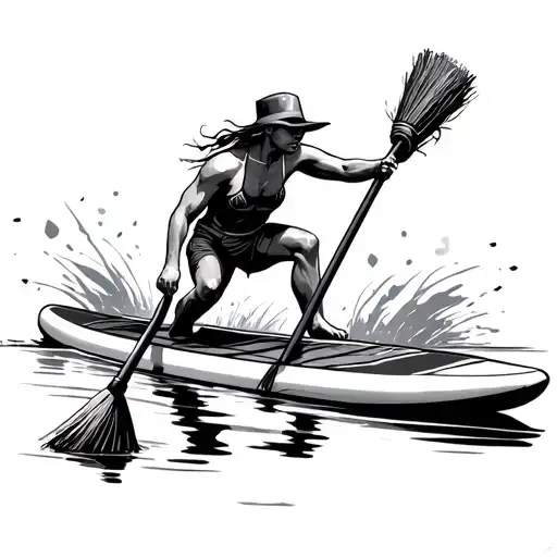 Paddle Boarder With A Broom