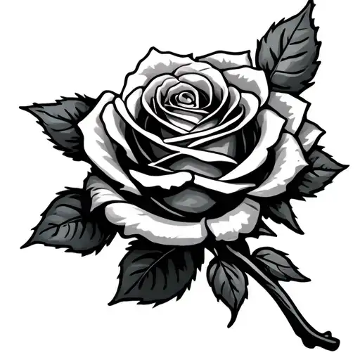 Rose With Stem With A Scroll Wrapped