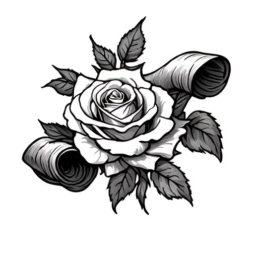 Rose With A Scroll Wrapped Together