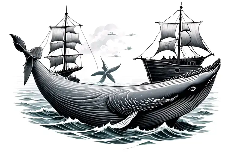 Paper Sail Boat Pulled By A Whale Swimming
