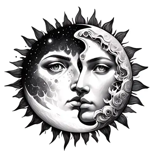 Sun And Moon Merging Together