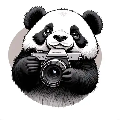 A Panda That Is Holding A Camera