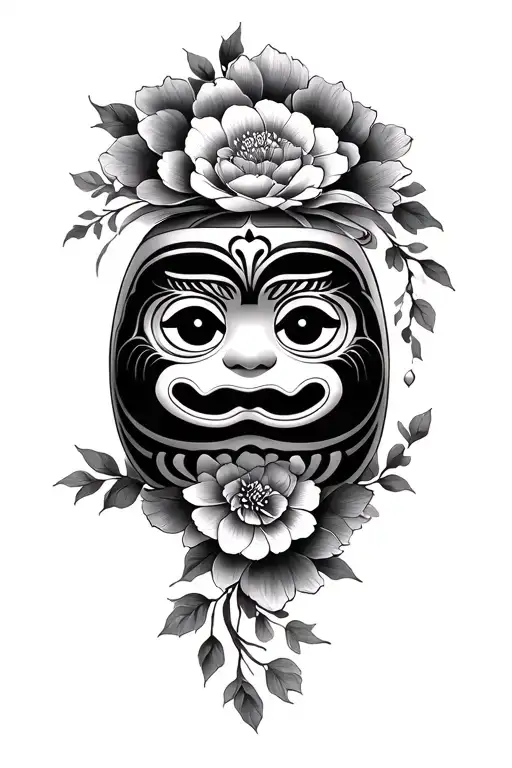 Daruma With Floral Ornament