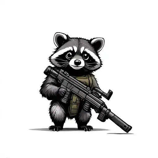 Cute Tactical Racoon Carying Weapons
