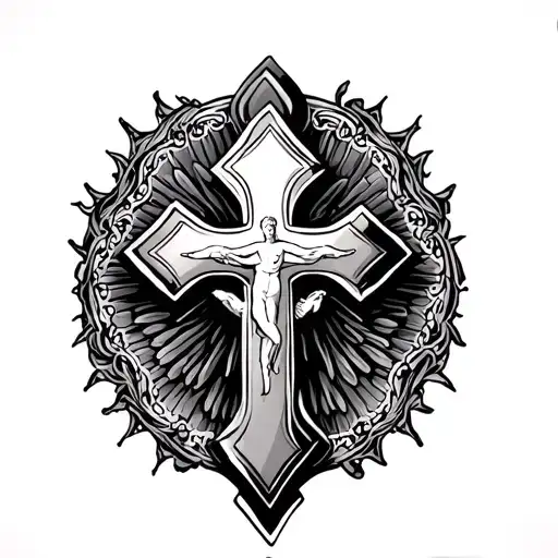 Cross Tattoo With God