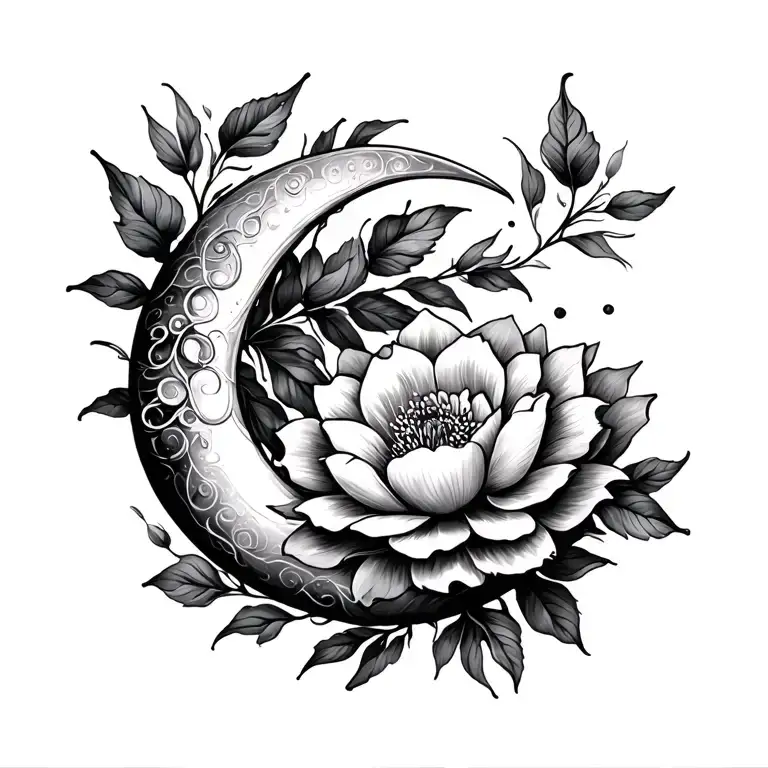 A Crescent Hugging A Closed Flower