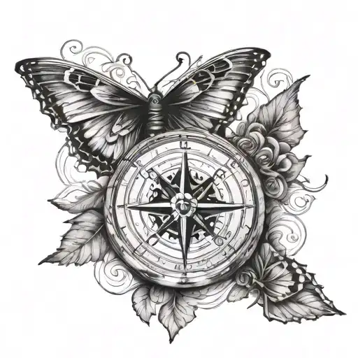 Compass And Butterfly Perched