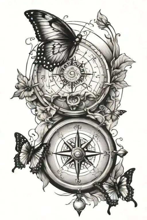 Compass And Butterfly Perched