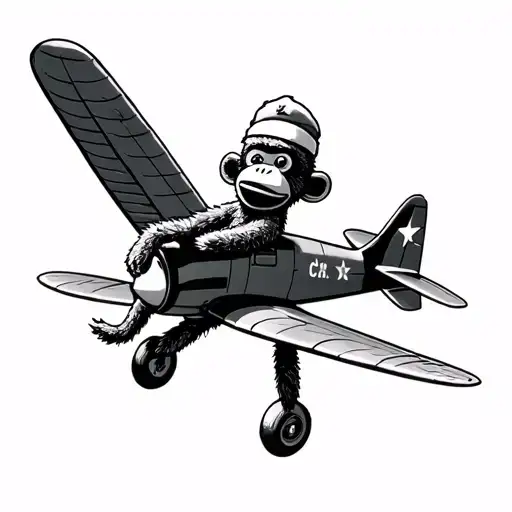 Sock Monkey Flying A Cesna Plane