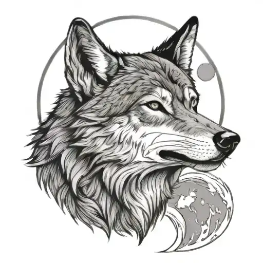 Wolf Howling At The Moon Tattoo