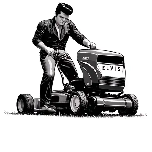 Elvis Mowing The Lawn