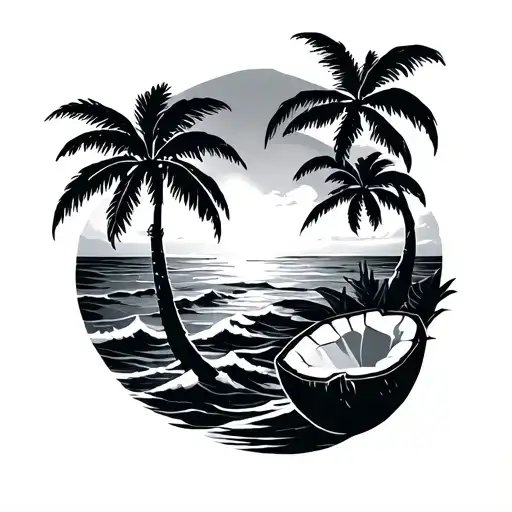 Ocean And Coconut Trees