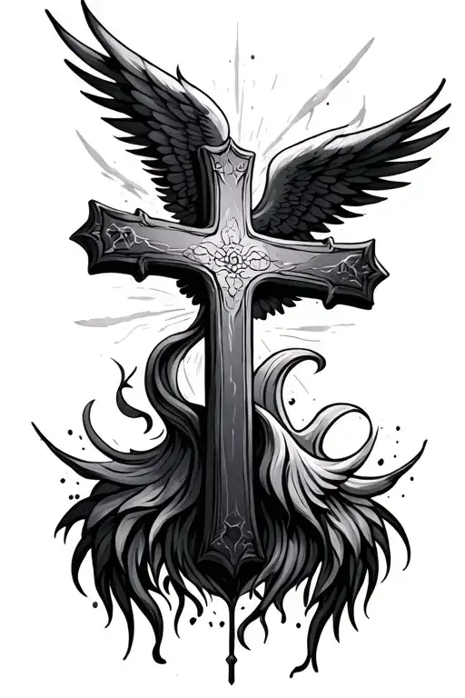 Cross With Wings Spread