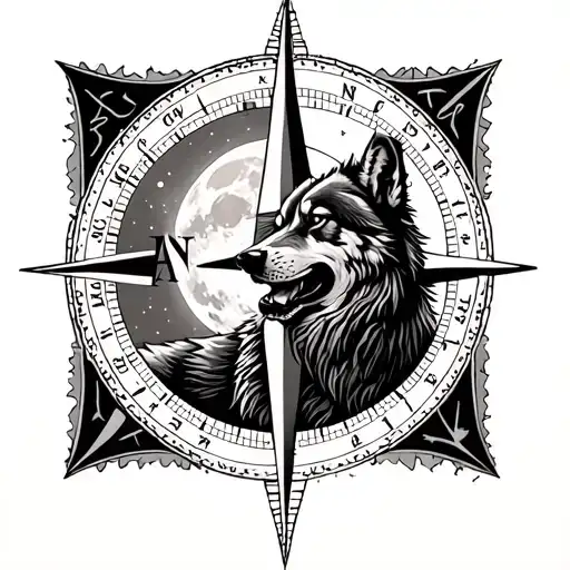 Compass With Wolf Howling At The Moon Men's Chest