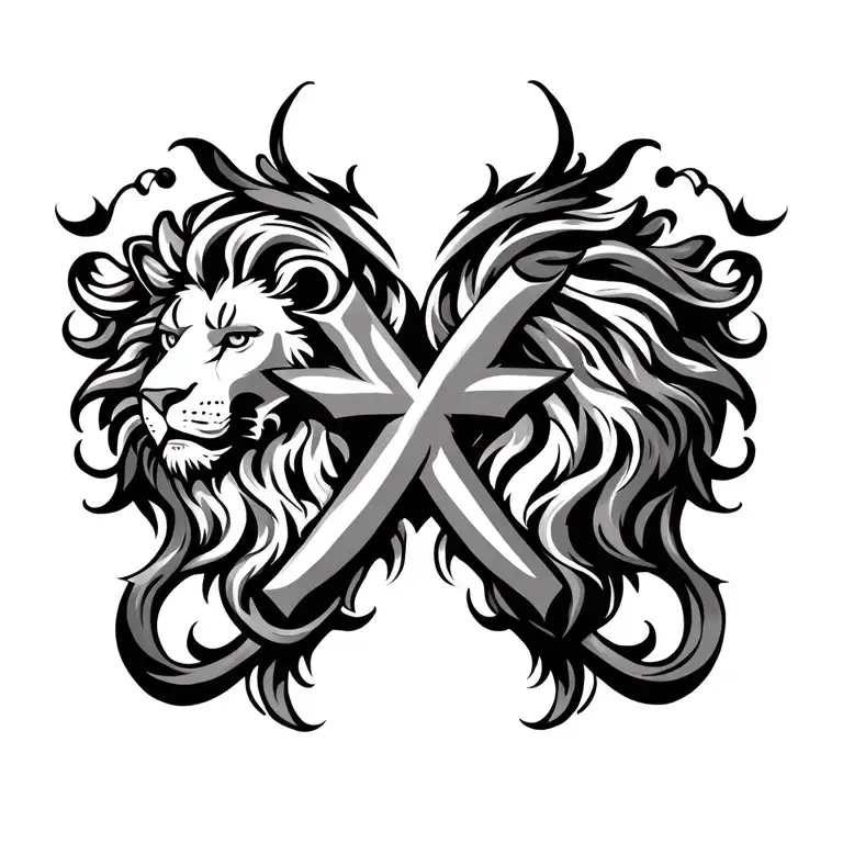 Lion Cross Intertwined