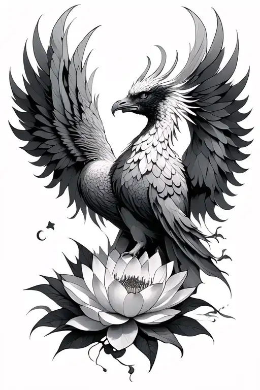 Phoenix With Lotus Flower