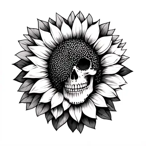 Sunflower And Skull Face