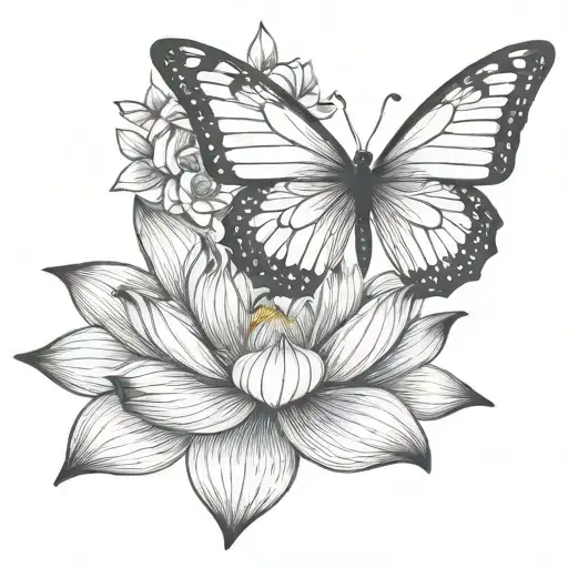 Lotus Flower And Butterfly Wings