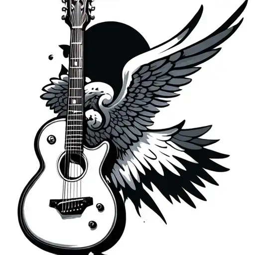 Small Guitar With Wings Memorial