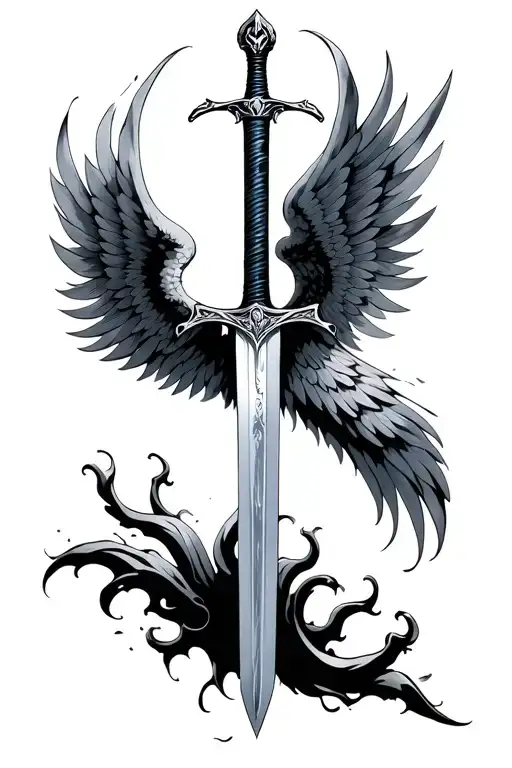 Sword With Wings Spread Wide