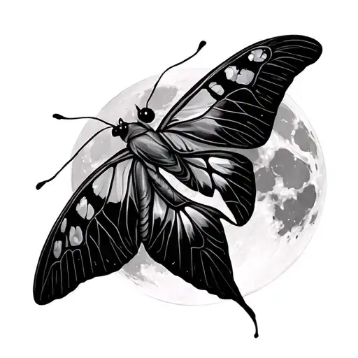 Luna Moth On The Full Moon Background Black