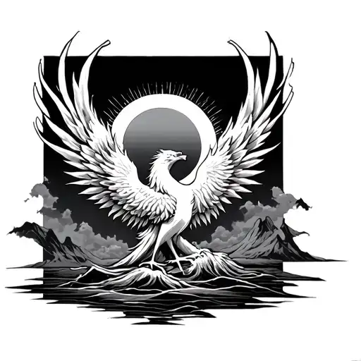 Phoenix Rising Sun In The Background