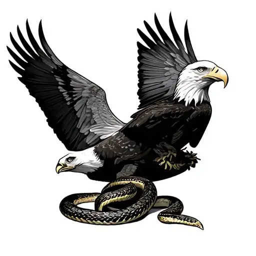 Rattle Snake And Bald Eagle Soaring
