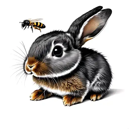 Small Bunny With Honeybee Sketch