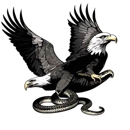 Rattle Snake And Bald Eagle Soaring