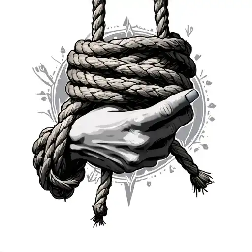 Hands Tied By Rope Hanging