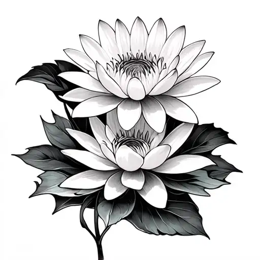 Chrysanthemum And Water Lily