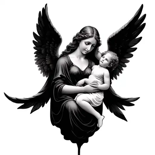 Mother And Child Angel Holding