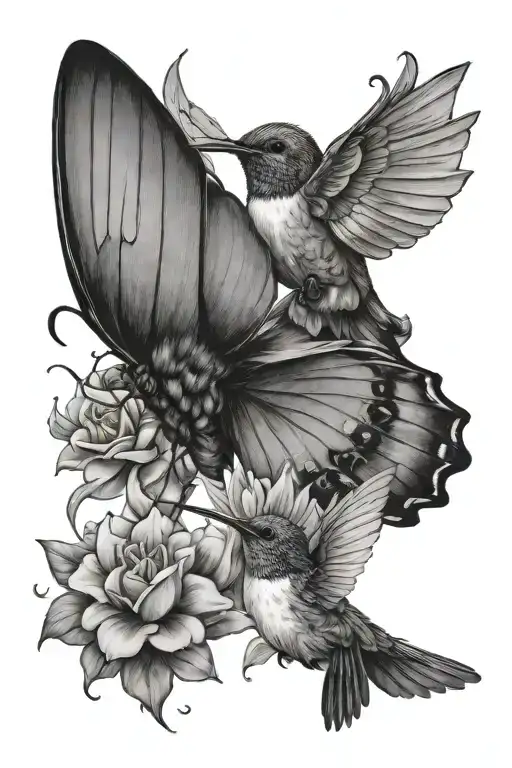 Butterfly And Hummingbird