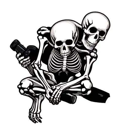 Skeleton Hunched Over Gaming