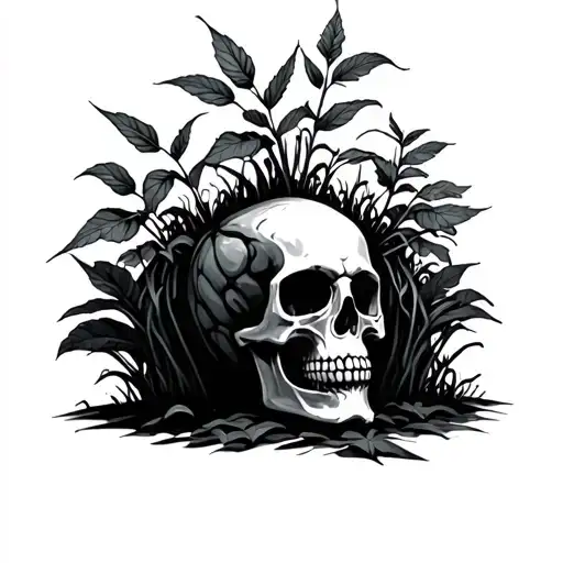 Skull With Plants Growing Out Of It