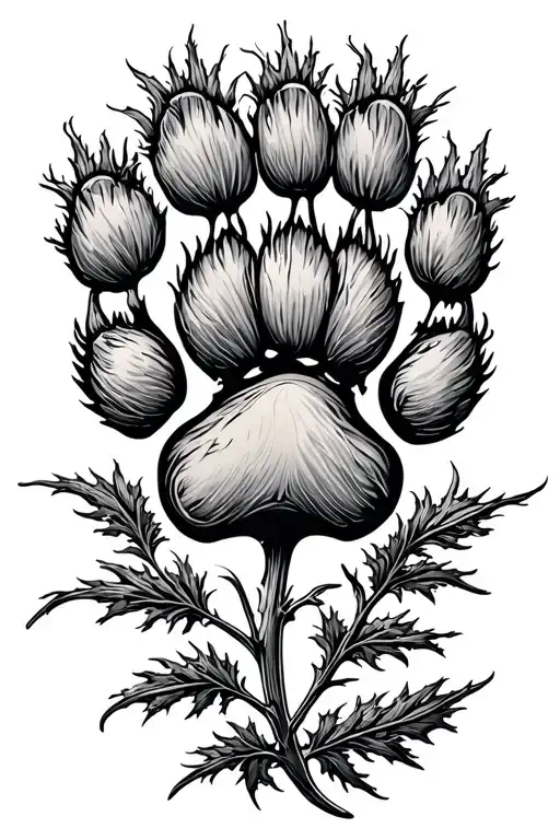 Thistle Emblem Etching Dog Paw Print