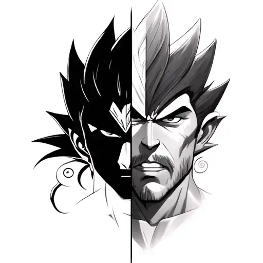 Half Face Vegeta From Dbz And Half Face Mahadev Face Realistic