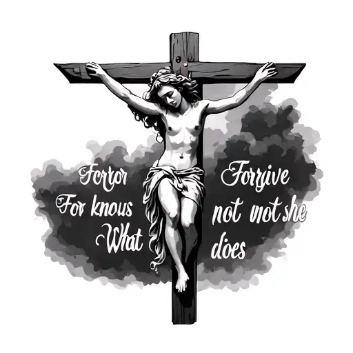 Woman Being Crucified With The Quote Forgive Herfor She Knows Not What She Does