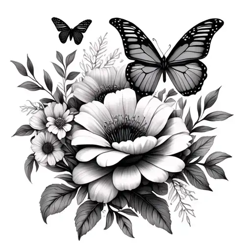 September And October And February Birth Flowers Intertwined With Butterflies